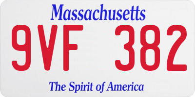 MA license plate 9VF382