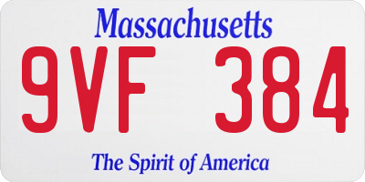 MA license plate 9VF384