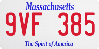 MA license plate 9VF385