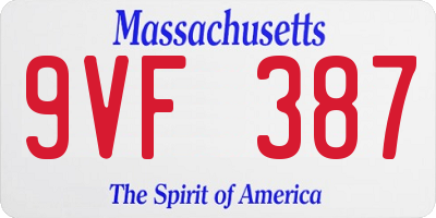 MA license plate 9VF387
