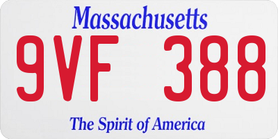 MA license plate 9VF388