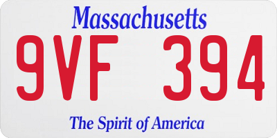 MA license plate 9VF394