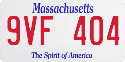 MA license plate 9VF404