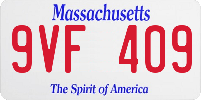 MA license plate 9VF409