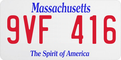 MA license plate 9VF416