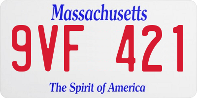 MA license plate 9VF421