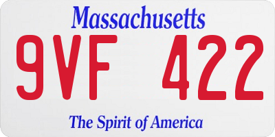 MA license plate 9VF422