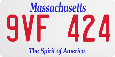 MA license plate 9VF424
