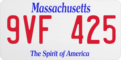 MA license plate 9VF425