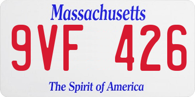 MA license plate 9VF426
