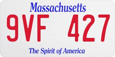 MA license plate 9VF427