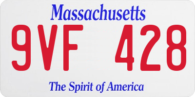MA license plate 9VF428