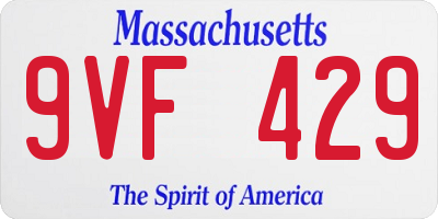 MA license plate 9VF429