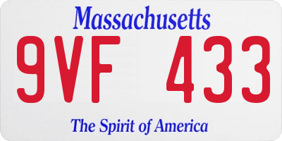 MA license plate 9VF433