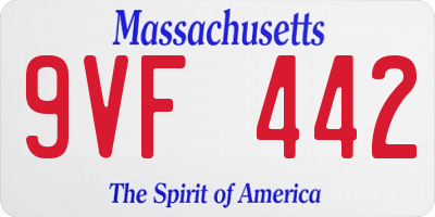 MA license plate 9VF442