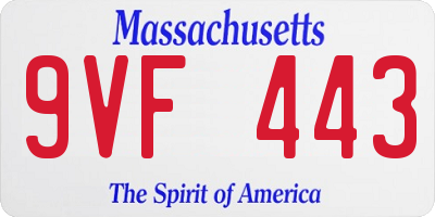 MA license plate 9VF443