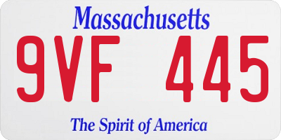 MA license plate 9VF445