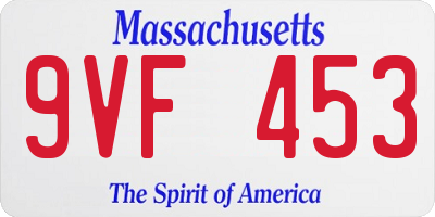 MA license plate 9VF453