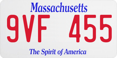 MA license plate 9VF455