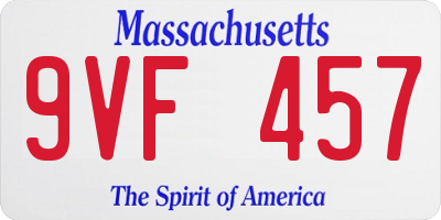 MA license plate 9VF457