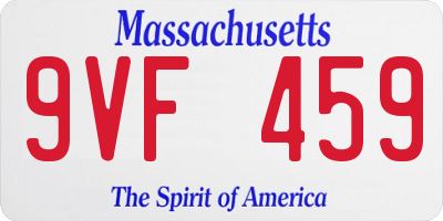 MA license plate 9VF459