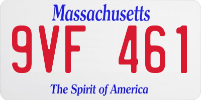 MA license plate 9VF461