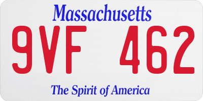 MA license plate 9VF462