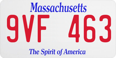 MA license plate 9VF463
