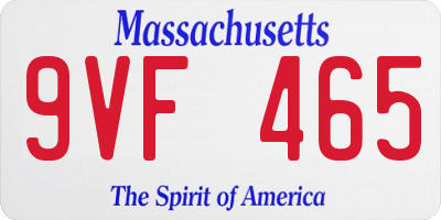 MA license plate 9VF465