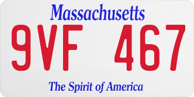 MA license plate 9VF467