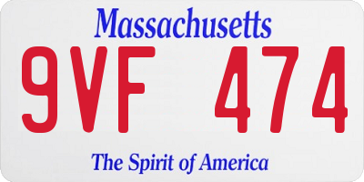 MA license plate 9VF474