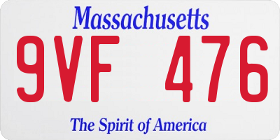 MA license plate 9VF476