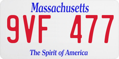 MA license plate 9VF477