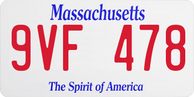MA license plate 9VF478