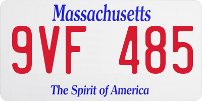MA license plate 9VF485