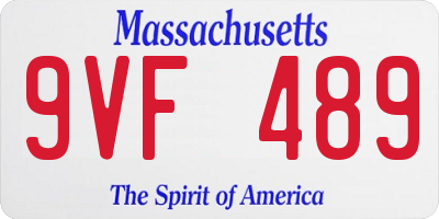 MA license plate 9VF489