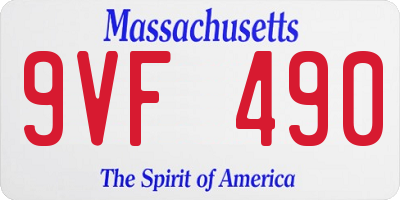 MA license plate 9VF490