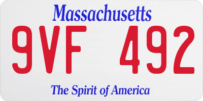 MA license plate 9VF492