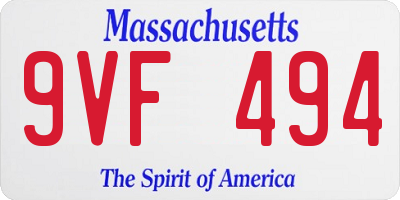 MA license plate 9VF494