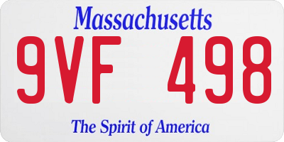 MA license plate 9VF498