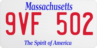MA license plate 9VF502