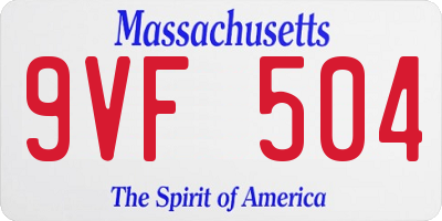 MA license plate 9VF504