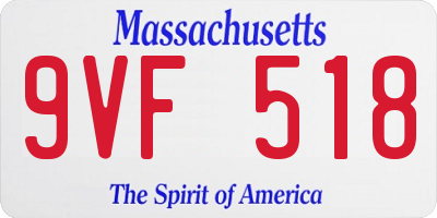 MA license plate 9VF518