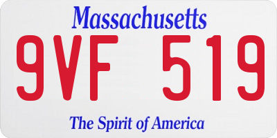 MA license plate 9VF519