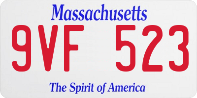 MA license plate 9VF523