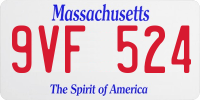 MA license plate 9VF524