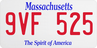 MA license plate 9VF525