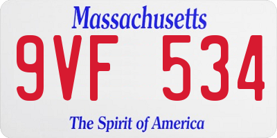 MA license plate 9VF534