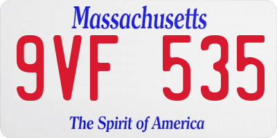 MA license plate 9VF535