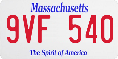MA license plate 9VF540